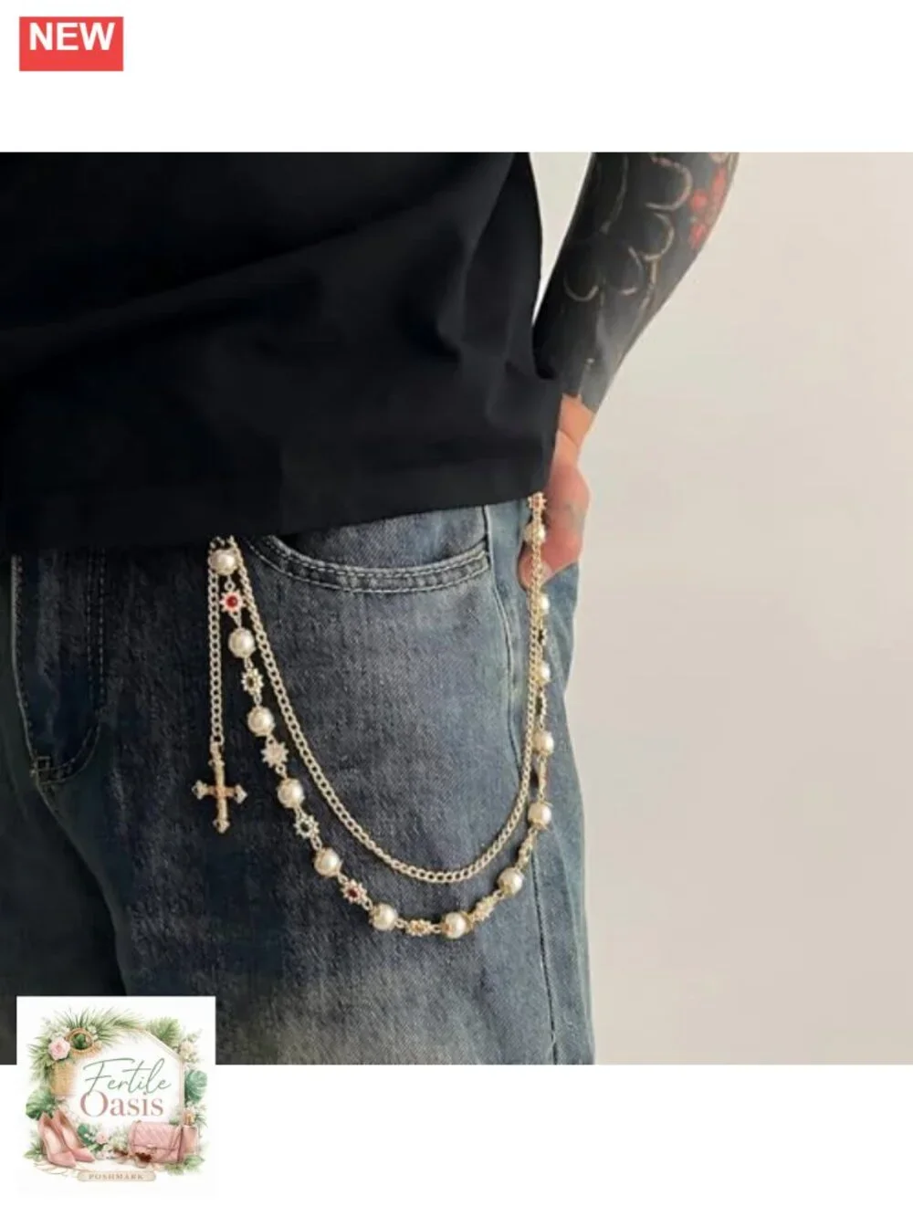 Double Layer Pearl Cross Chain Bag Charm Purse Handbag Accessory